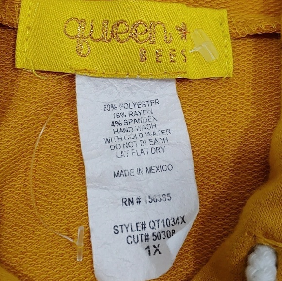 Women’s hooded golden yellow Blessed graphic crop top sweatshirt plus size 1X - Picture 2 of 8